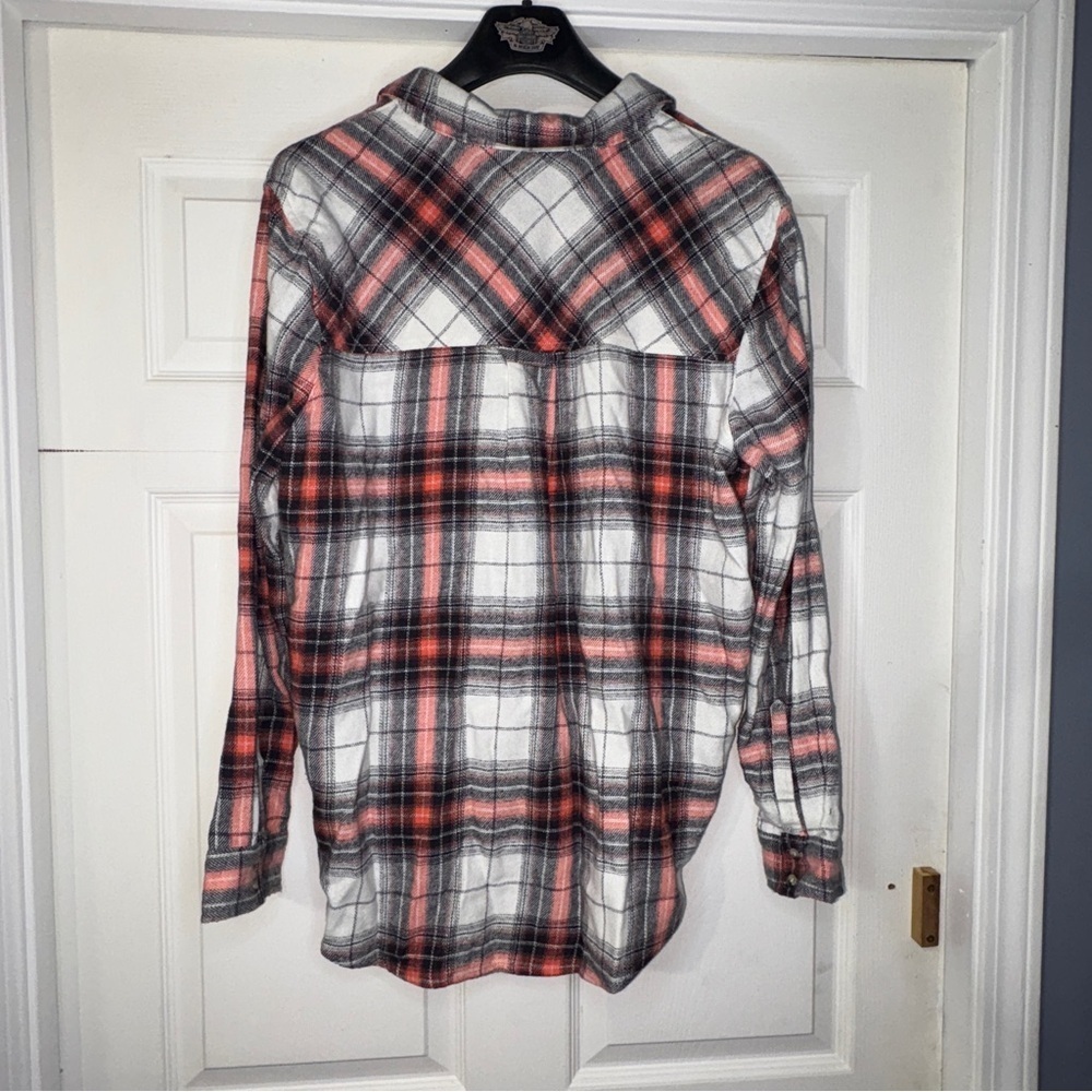 Arizona Jean Company Red, Black, and White Plaid Shirt - Picture 3 of 9